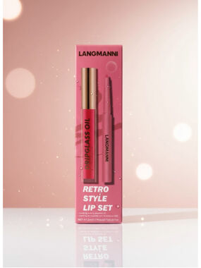 Langmanni Retro Style Lip Set Lip Gloss Oil + Lip Liner Duo New Sealed